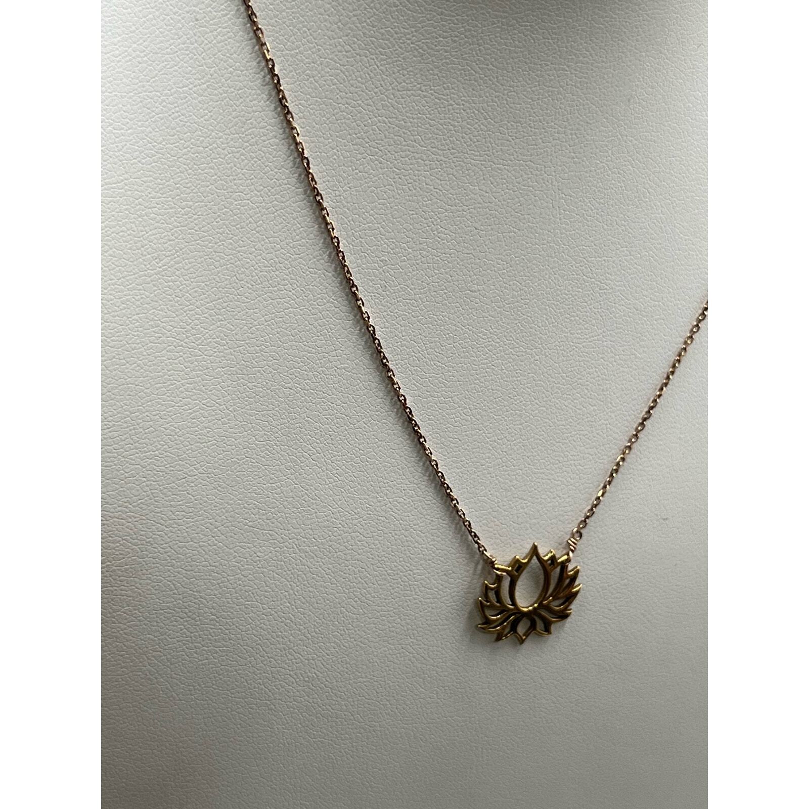BSI Italy 925 Sterling Vermeil Open Lotus Chain Necklace 16”