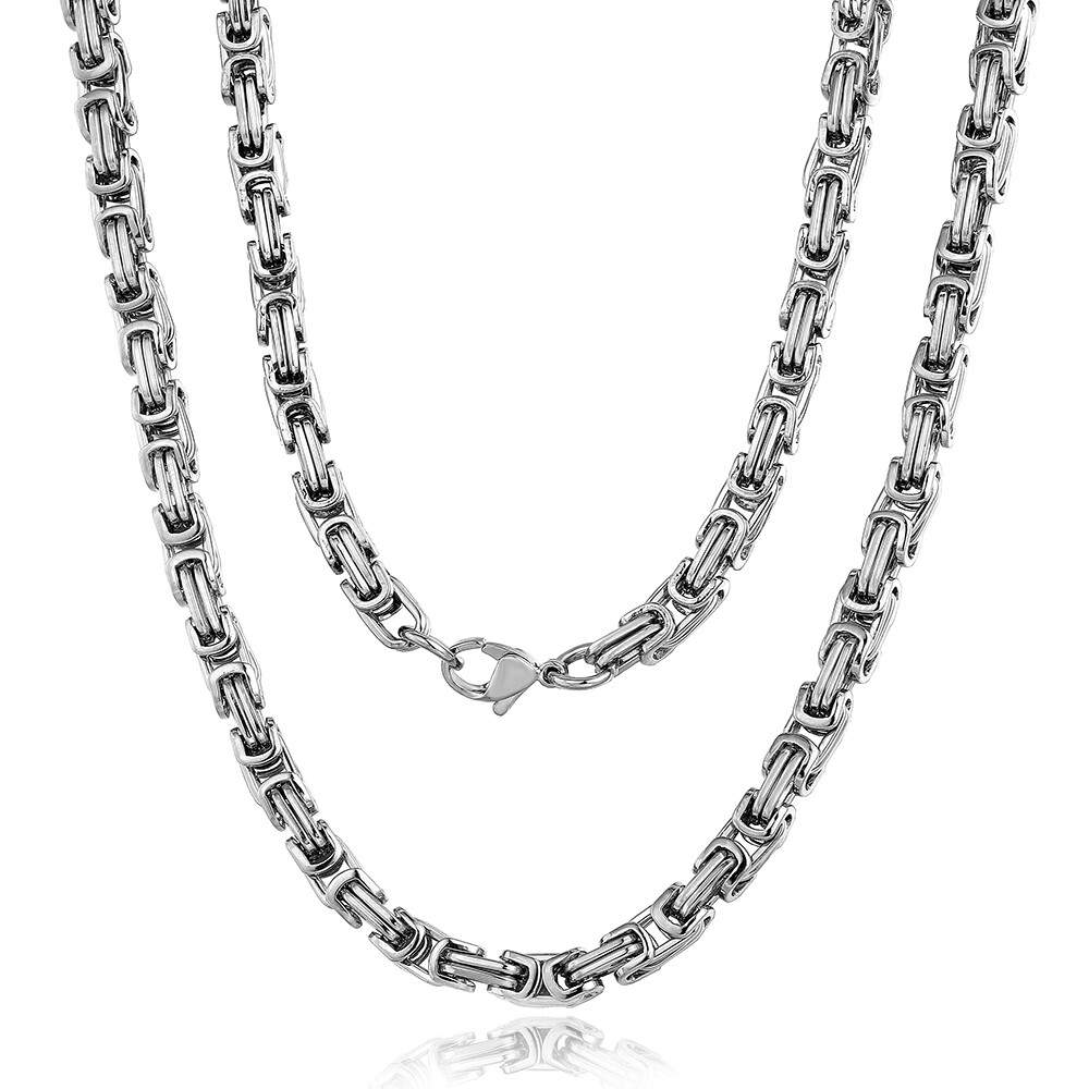 5mm Stainless Steel Necklace Byzantine Box Link Mens Chain 18″-24″