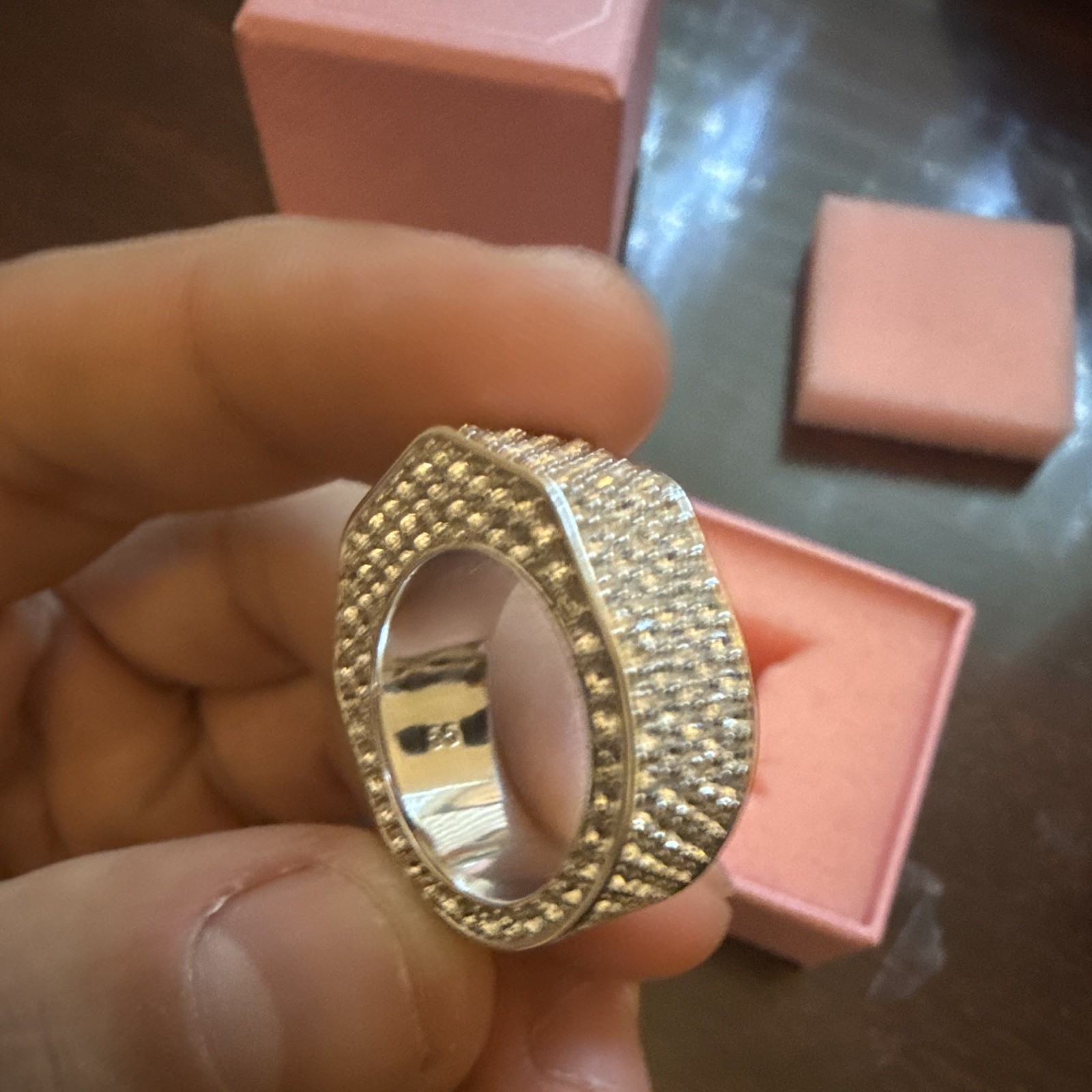 Swarovski Rhodium Plated Pavé Clear Crystal Wide Band Ring Size 6 w/ Box