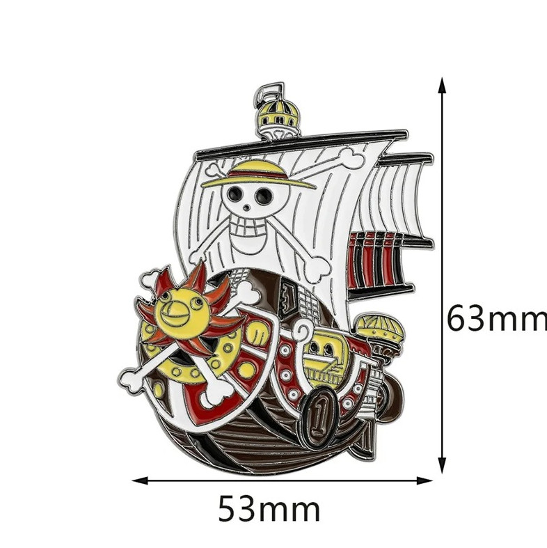 1pc One Piece Pirate Ship Enamel Brooch–Anime Metal Lapel Pin for Clothing&Bags