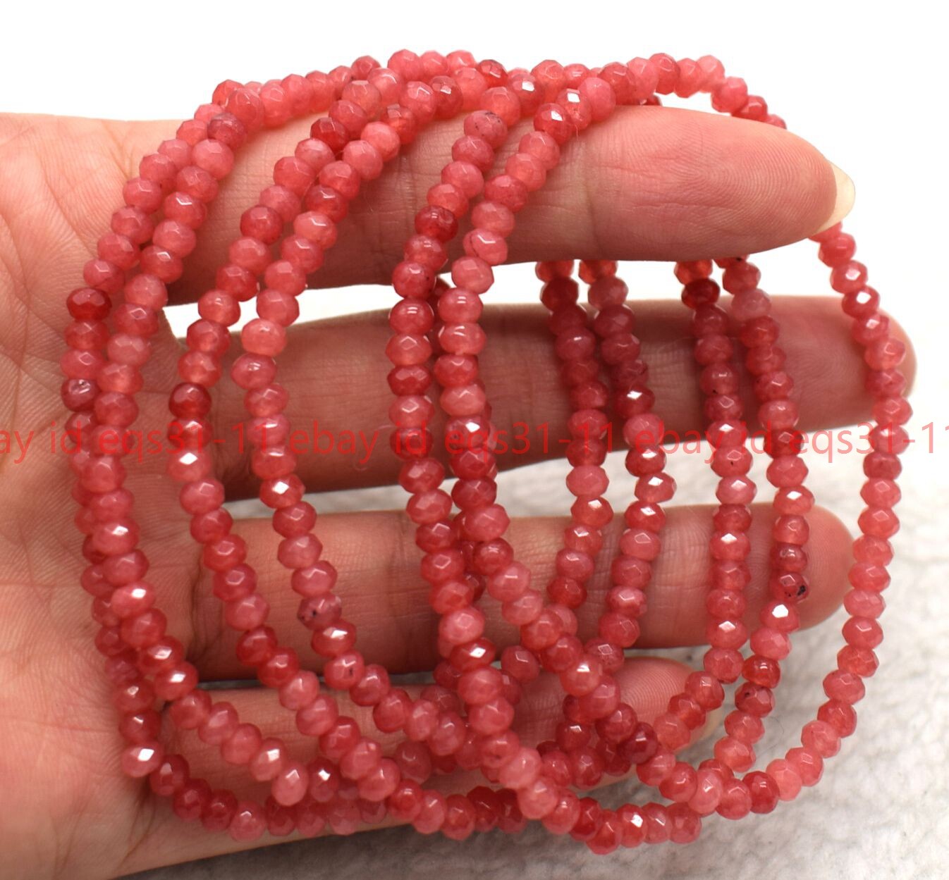 1 Pcs stunnning 2x4mm Pink rhodochrosite round gemstone beads bracelet 7.5inch