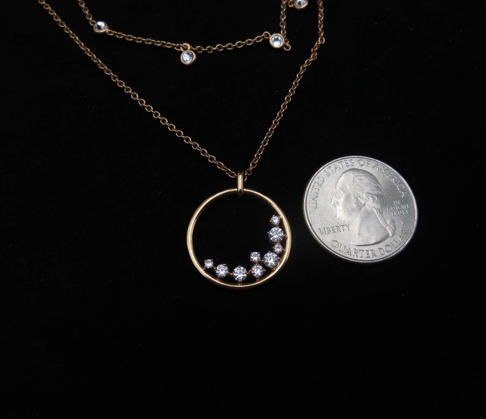 Swarovski Crystal North Collection Rose Gold Tone Layered Disc Crystal Necklace