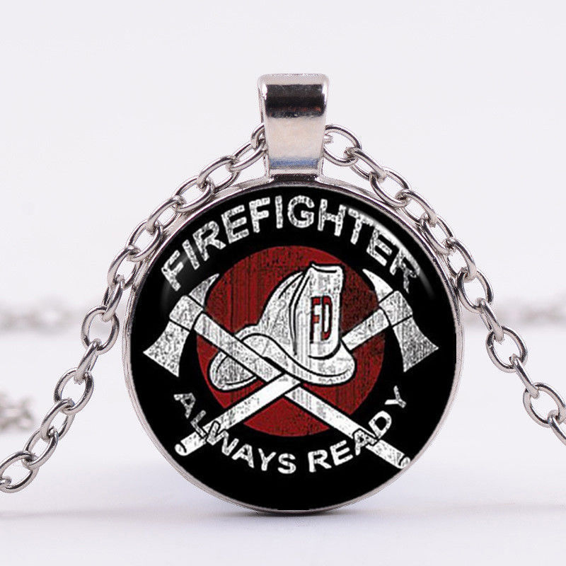 FIREFIGHTER FIREMAN FIRE EMERGENCY PARAMEDIC pendant Silver Necklace men women