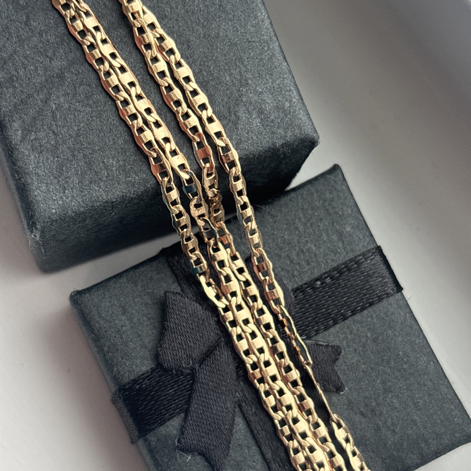 Thin Mariner Link Classic Chain Necklace | Rose Gold Plated 18” | NEW Timeless