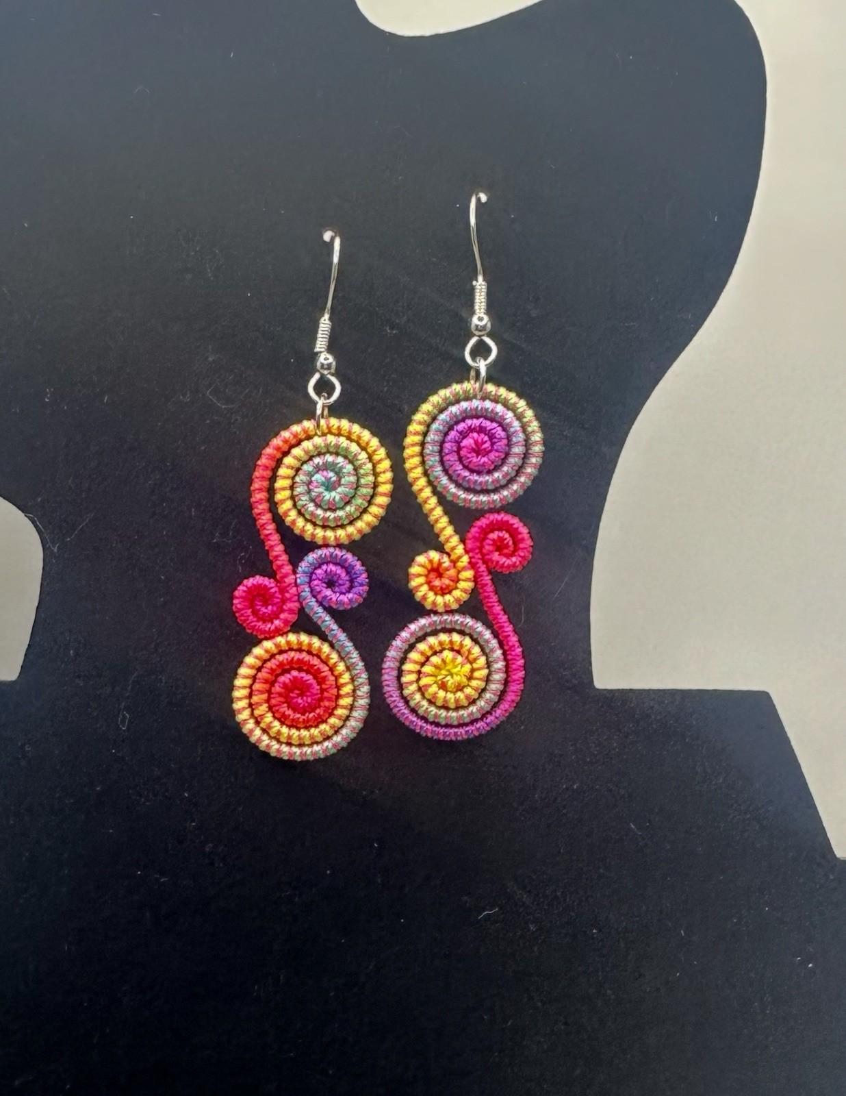 Boho Funky Retro Dangle Rainbow Rope Earrings, Neon, Colorful, New, Great Gift