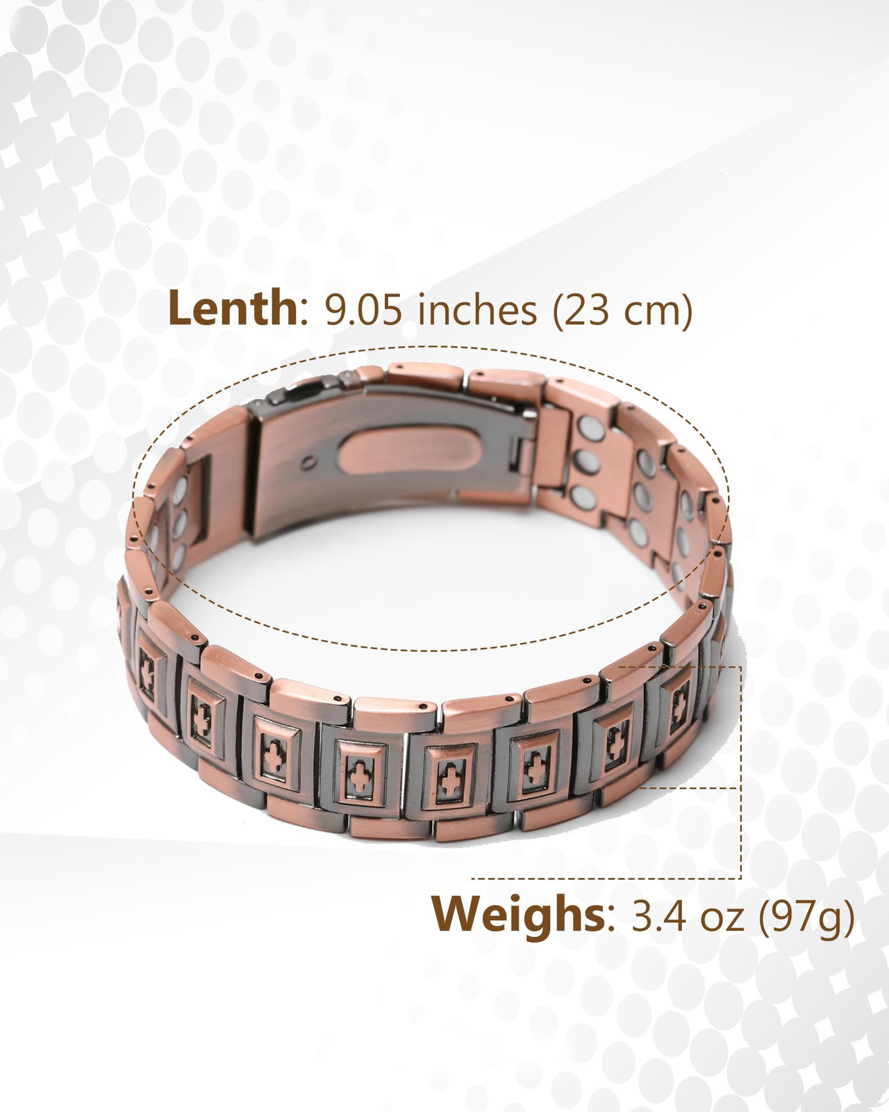 99% Pure Copper Magnetic Bracelet Arthritis Relief Adjustable w/ Tool & Box
