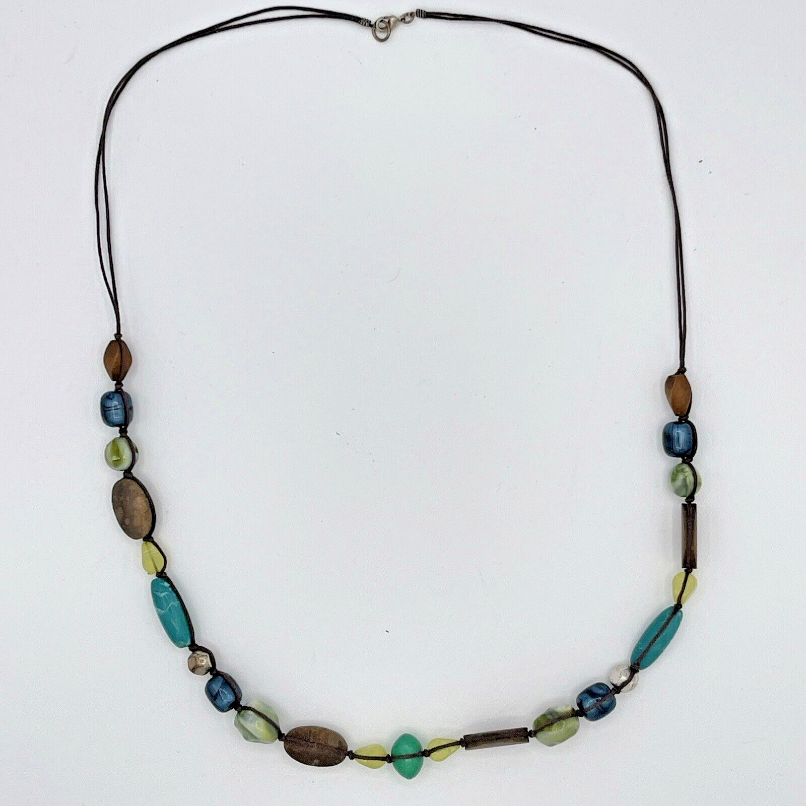 Strand Necklace Multi Color Stones 35″ Length