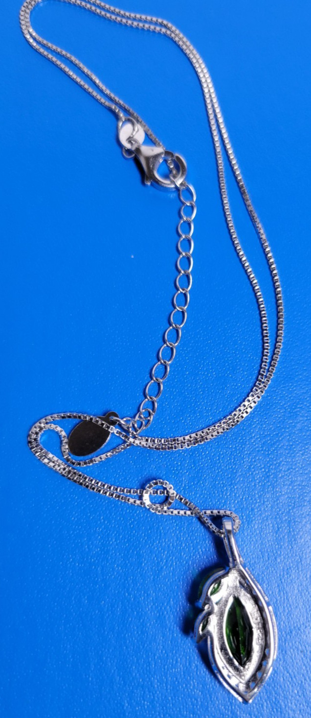 Green Chrome Diopside Rhodium Over Sterling Silver Pendant with Chain
