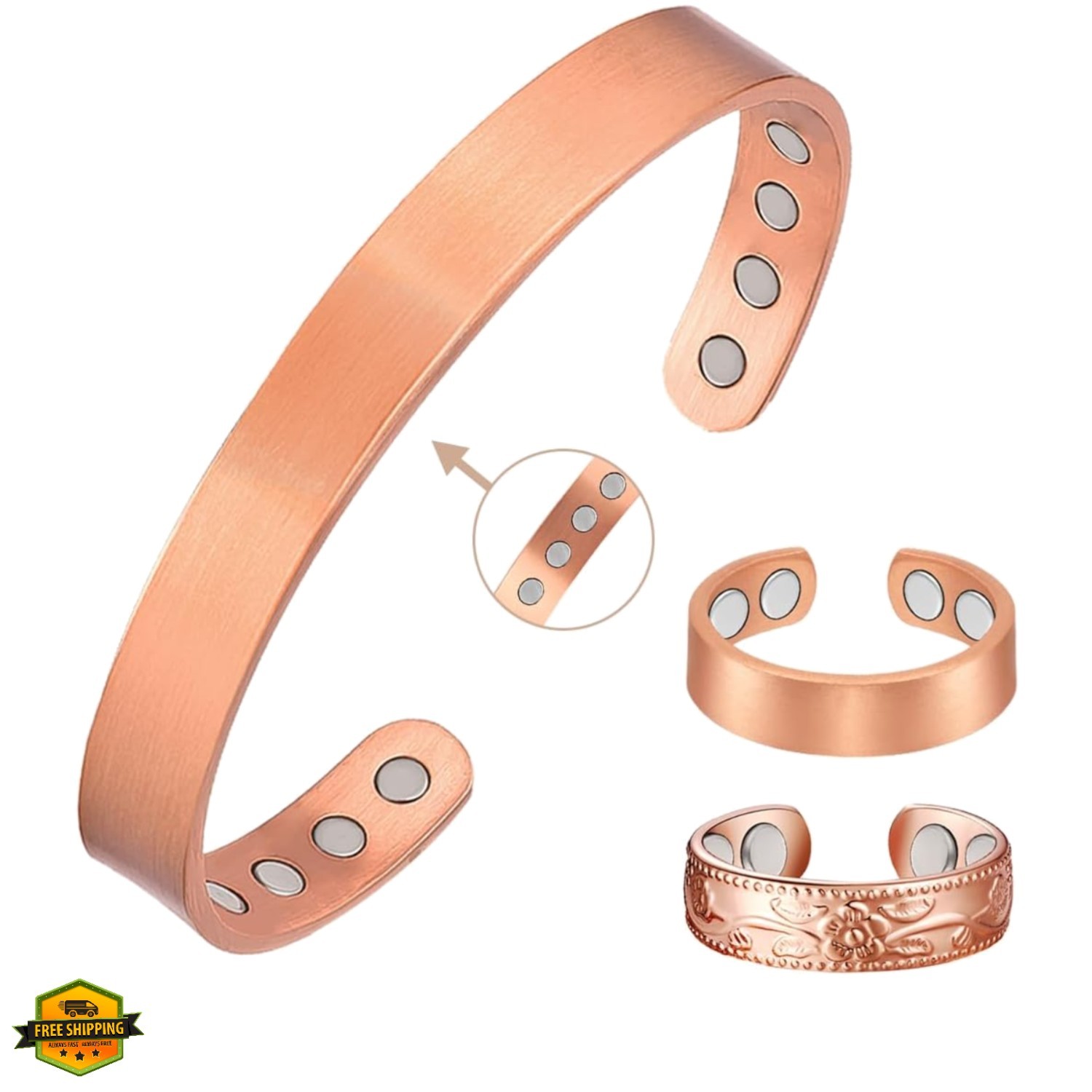 Copper Magnetic Bracelet for Women Ultra Strength Magnetic Bracelets 99.9% Pu…