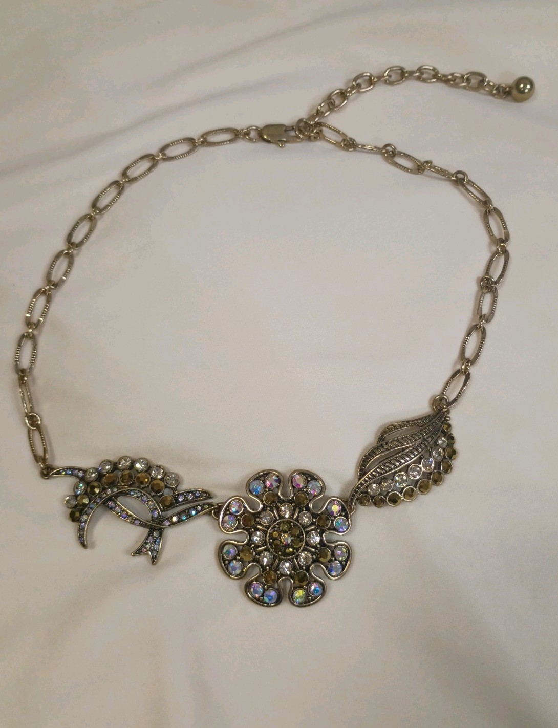 Allison Reed Gold-tone Aurora Borealis Crystal Necklace UNSIGNED