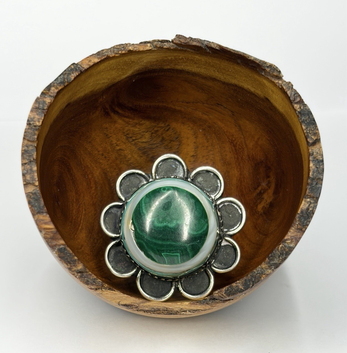 Vintage Navajo SC Sterling Silver Multi Stone Inlay Ring Size 7