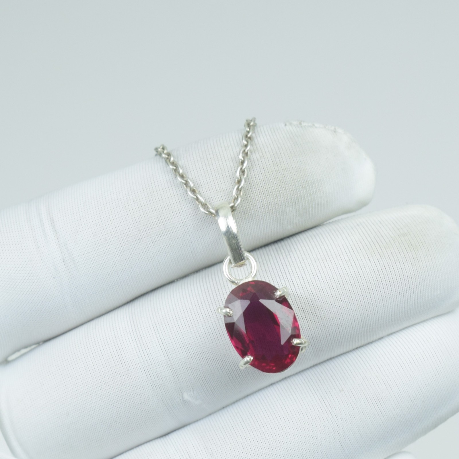 Sterling Silver Necklace Garnet Loose Gemstone, January Birthstone Gift Jewelry