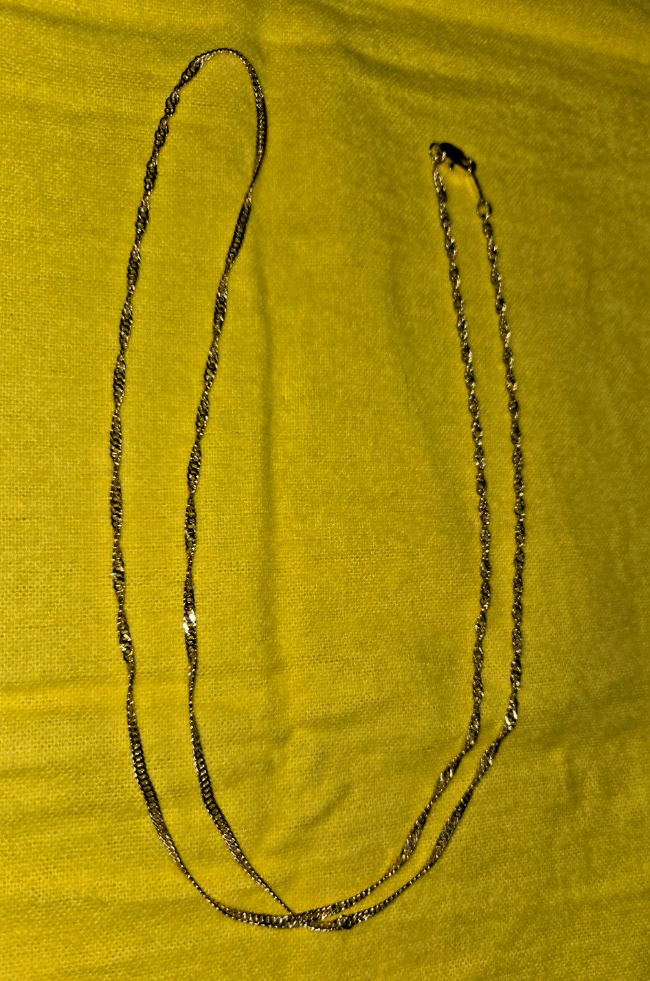 Vintage 24K GB Gold Bonded Twisted Chain Necklace 30” Thin Classic Unisex