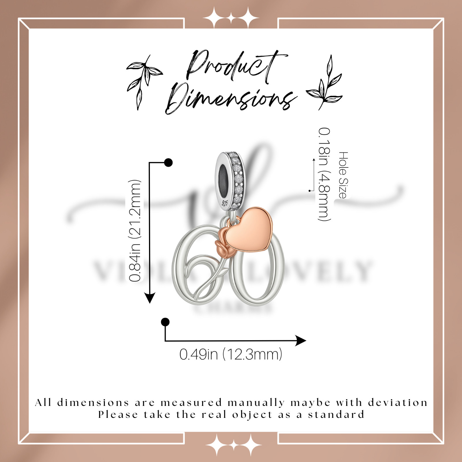 60th Birthday Charm For Bracelet, 60th Charm, Birthday Charm