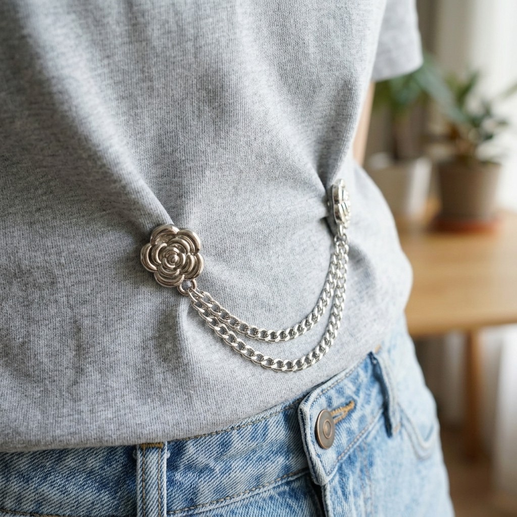 2Pcs Alloy Magnetic Chain Clasps Cuff Pant Hem Waist Cinch Fasteners