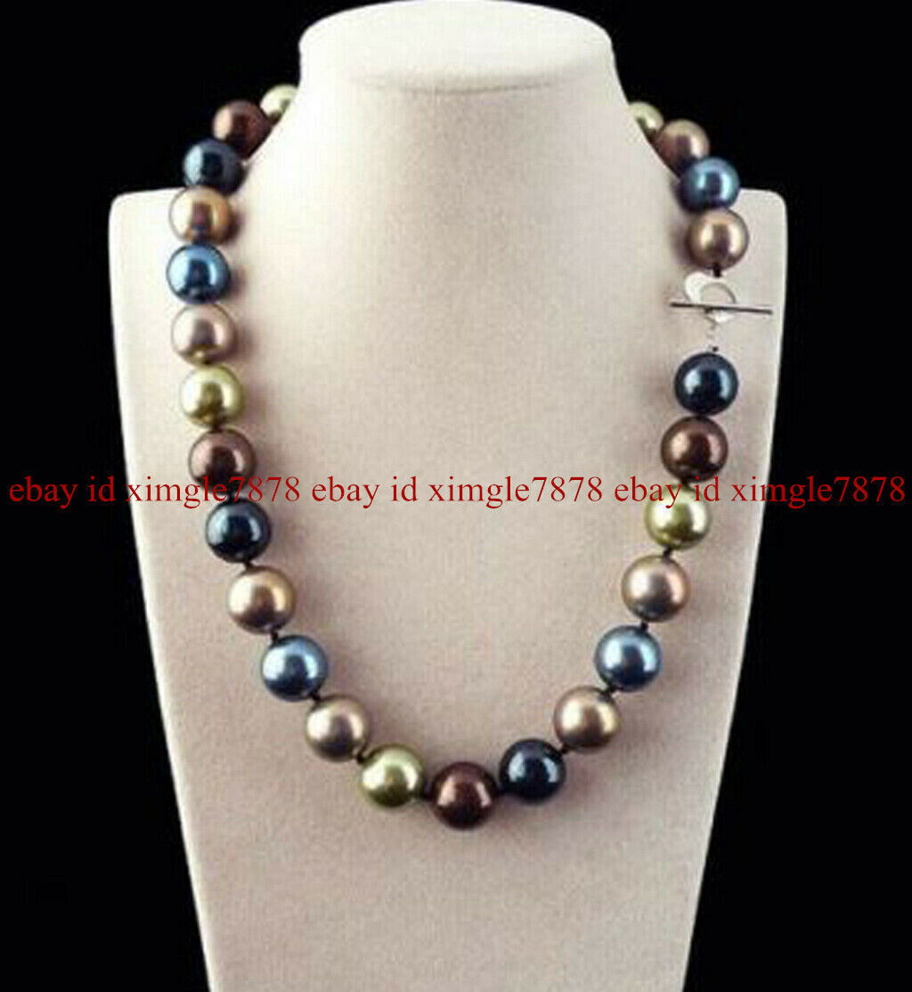 Genuine 12mm Natural Multicolor South Sea Shell Pearl Necklace 16-28”