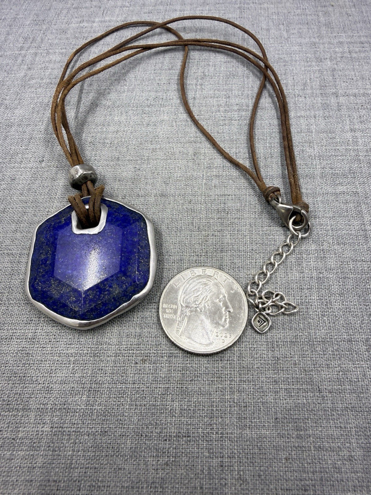 Silpada Paradies Turquoise & Lapis Reversible Sterling .925 Cord Necklace N2854