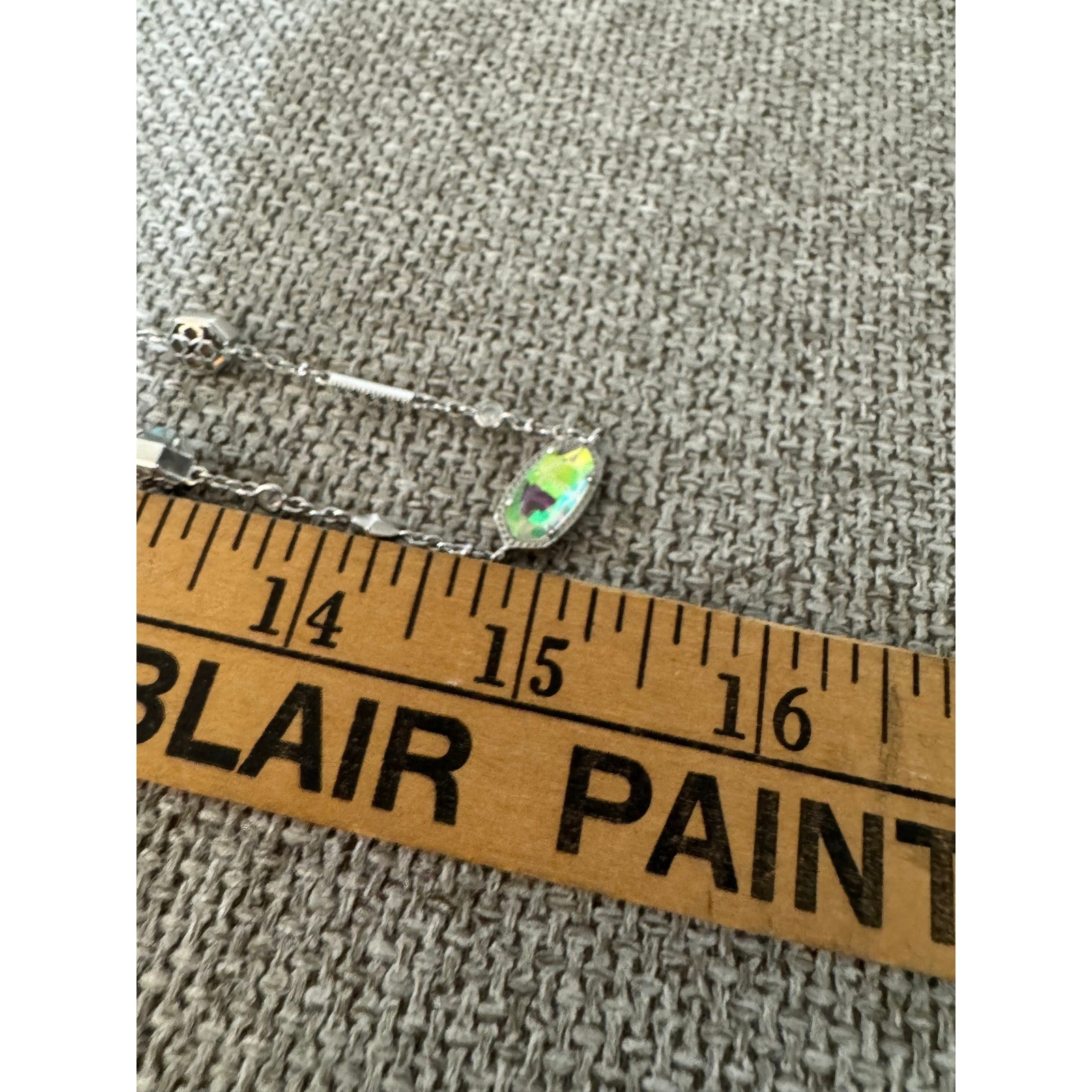 Kendra Scott Necklace Adjustable Silver Iridescent Dichroic Glass Bolo Bead