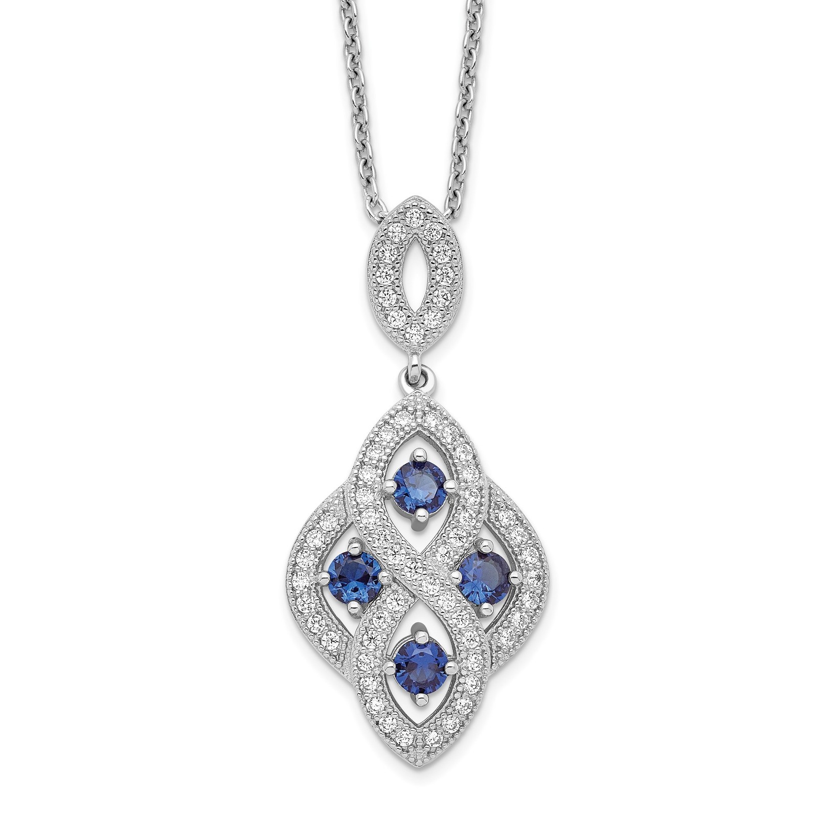 925 Sterling Silver Brilliant Embers Sterling Silver Rhodium-Plated 64 Stone 18