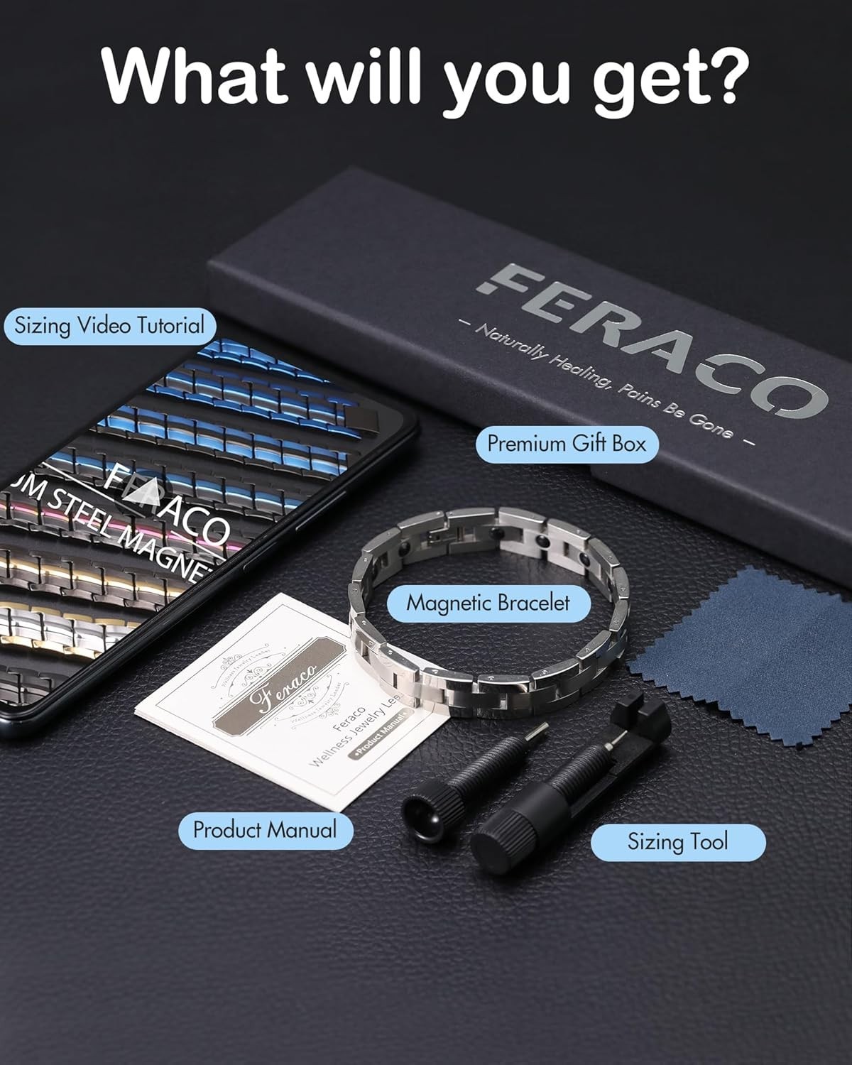 Pulsera magnética para hombre y mujer de 4000 Gauss