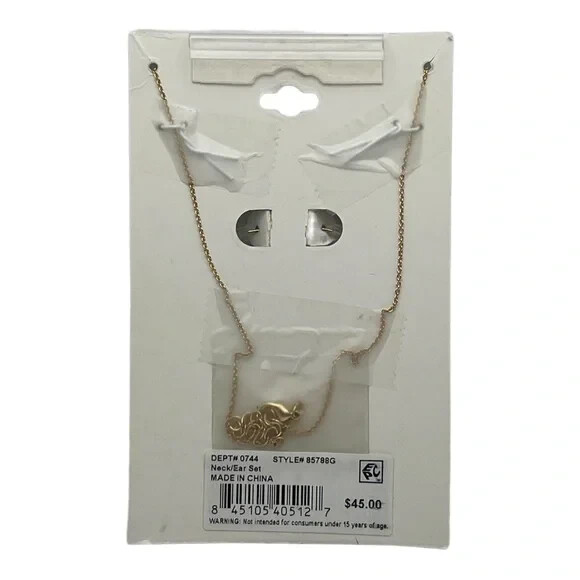 Unwritten Gold Flash Plated Bead Necklace & Earrings Set Multicolor NW