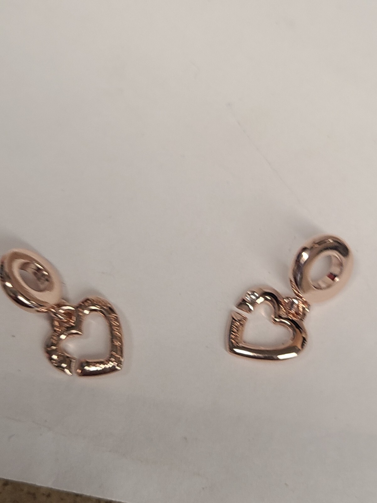 Pandora Linked Sister Hearts Split Dangle Charm – 14k Rose Gold Plating / Cubic
