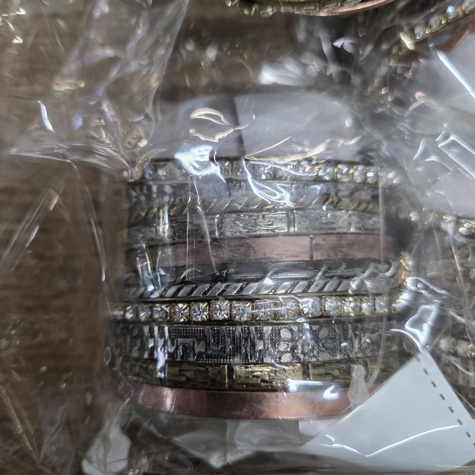 Set of 16ct Copper Stainless-Silvr Tone Ast Stackable Bangle Bracelets Lot Of 6!