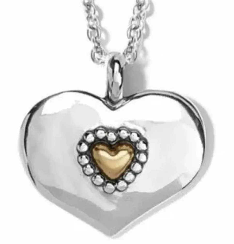 NWTag Brighton MARCI HEART Love Beyond Words Two Tone Silver Gold Necklace $68