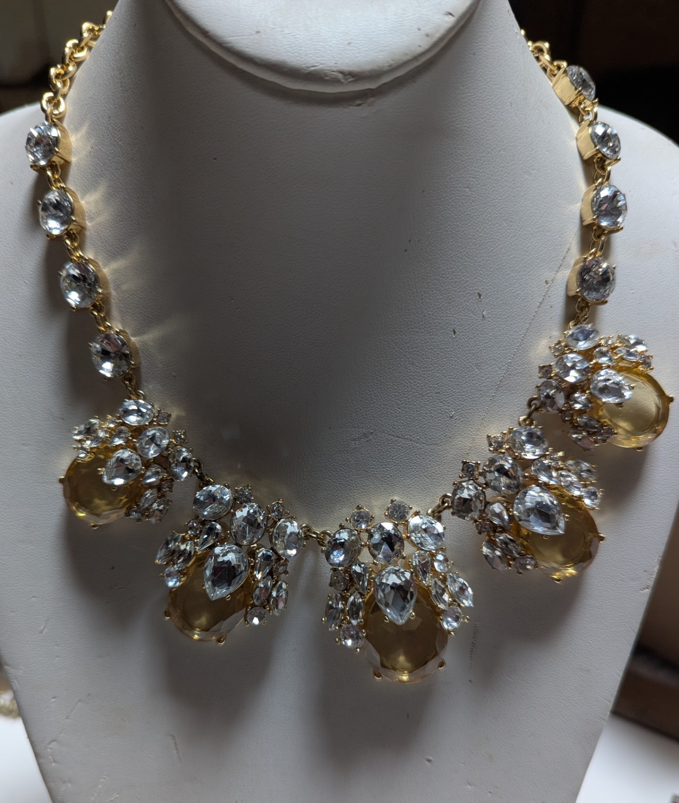 Talbots Canary Yellow Rhinestone Statement Necklace 18 – 21 Inches