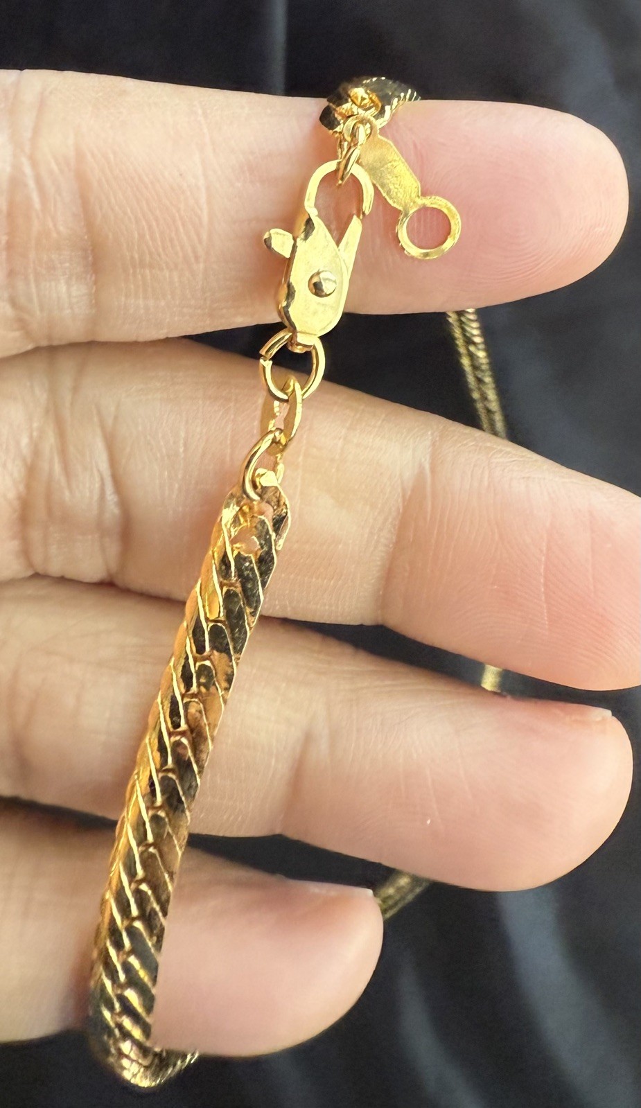 Italy solid Rope necklace 17” Gold Color