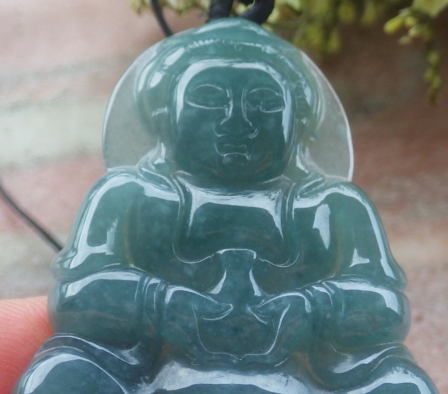 Video Certified Natural Green A Jade jadeite Pendant Kwan yin Guanyin 418754 TS