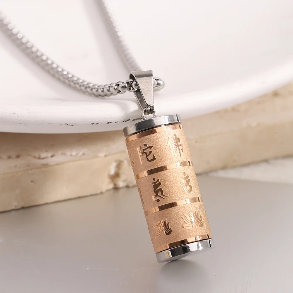 Om Mani Padme Hum Prayer Wheel Pendant Necklace Tibetan Ethnic Style Jewelry for