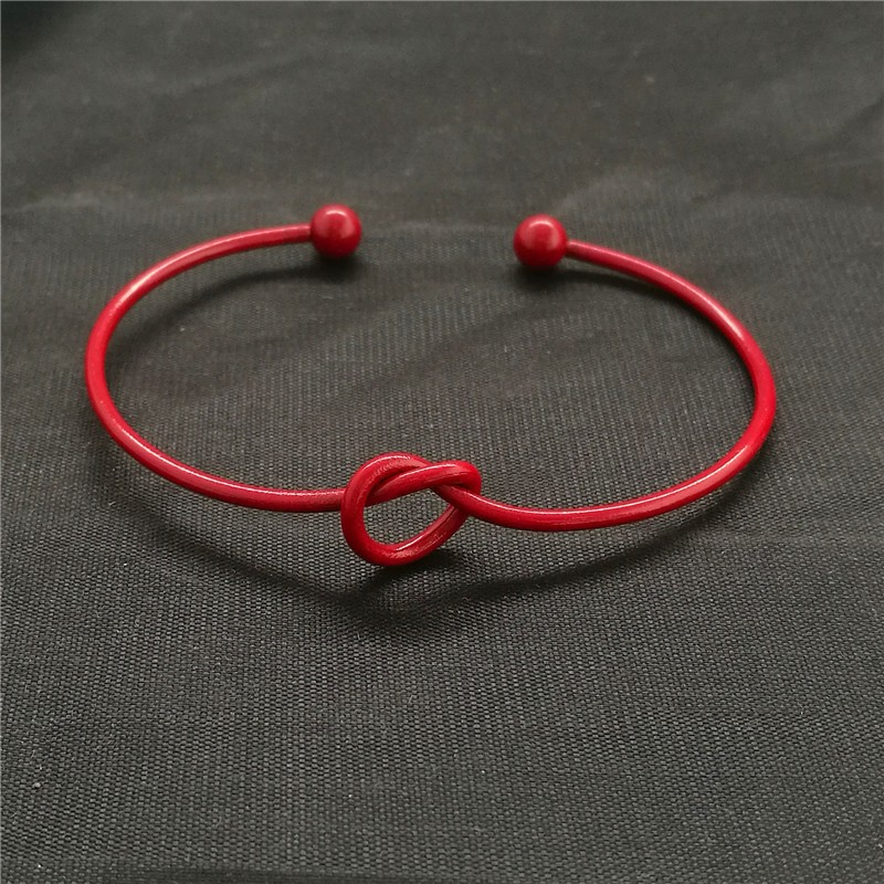 Women Rose Gold Knot Heart Open Cuff Bangle Tribal Bridal Stackable Bracelet