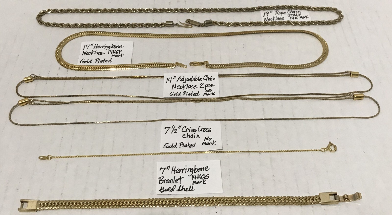 Assorted Gold Plated Necklaces & Bracelet 6pcs {SEE PICTURE}