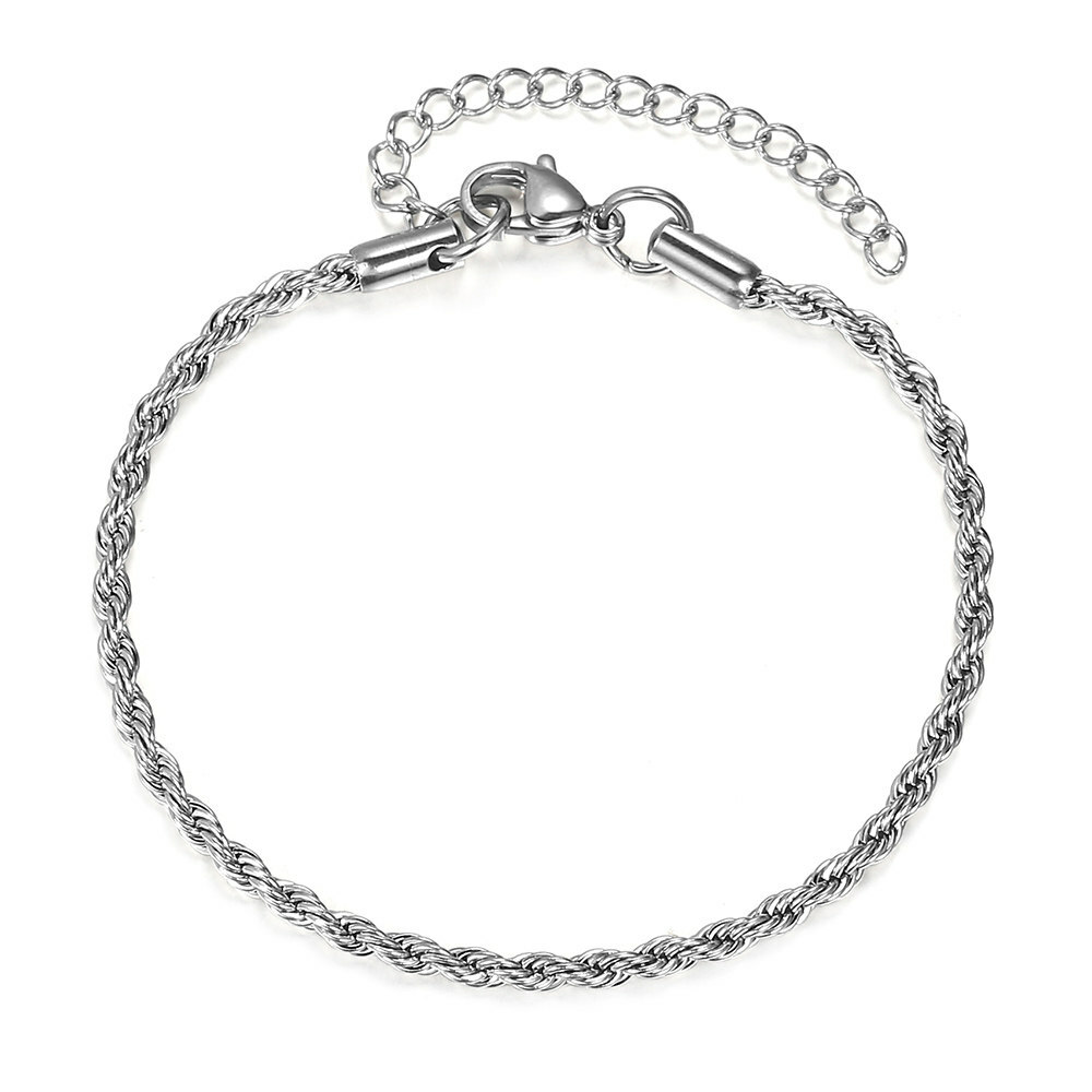 2/3/4/5mm Rope Chain Bracelet or Necklace For Men Women Stainless Steel Link