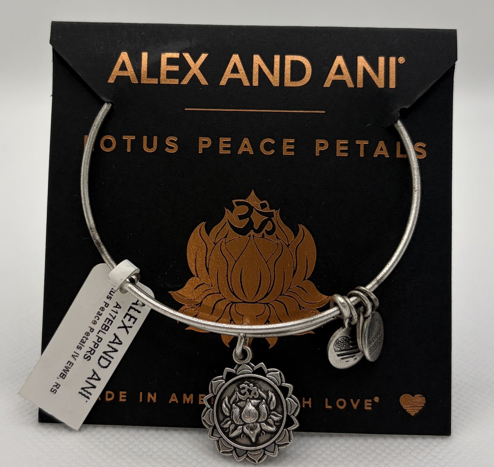 Alex and Ani Silver Lotus Peace Petals Charm Bangle Bracelet