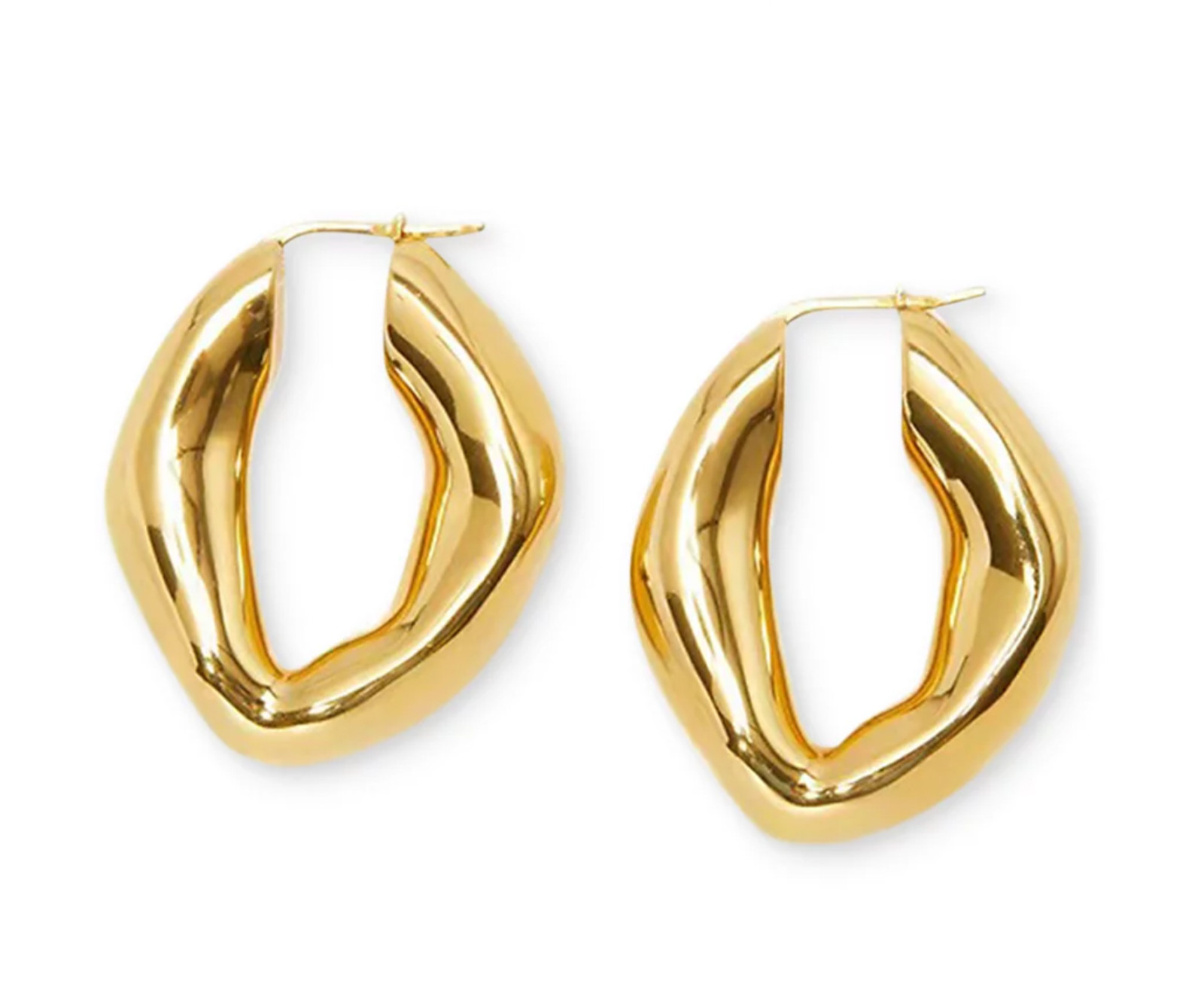HEYMAEVE 18K GOLD PLATED OVAL SCULPTURED HOOP EARRINGS 1.12″ NWT BRAND NEW
