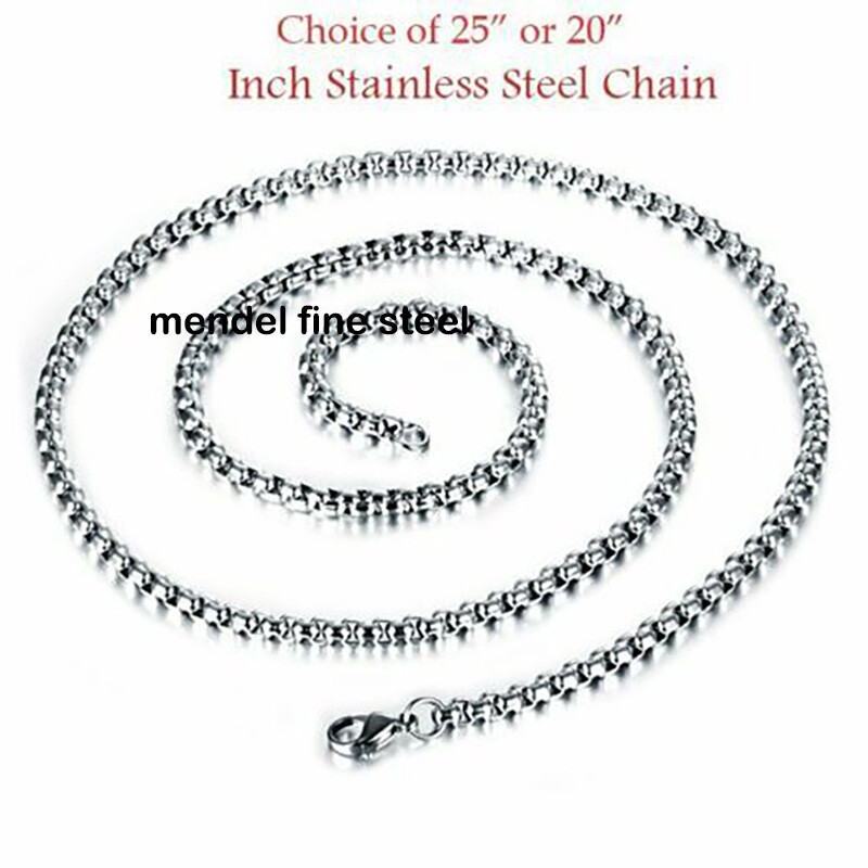 MENDEL Mens Stainless Steel Egyptian Ankh Cross Anubis Pendant Necklace For Men