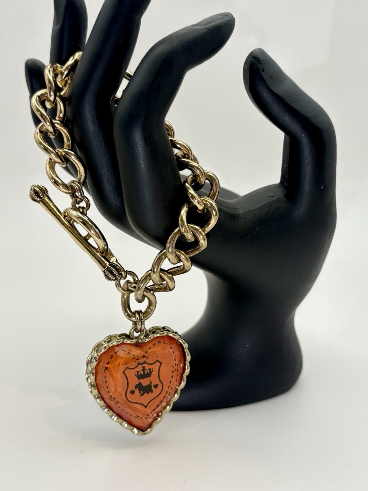 Vintage Juicy Couture Gold Tone Heart Locket Charm Bracelet Scottie Dog Y2K 7”
