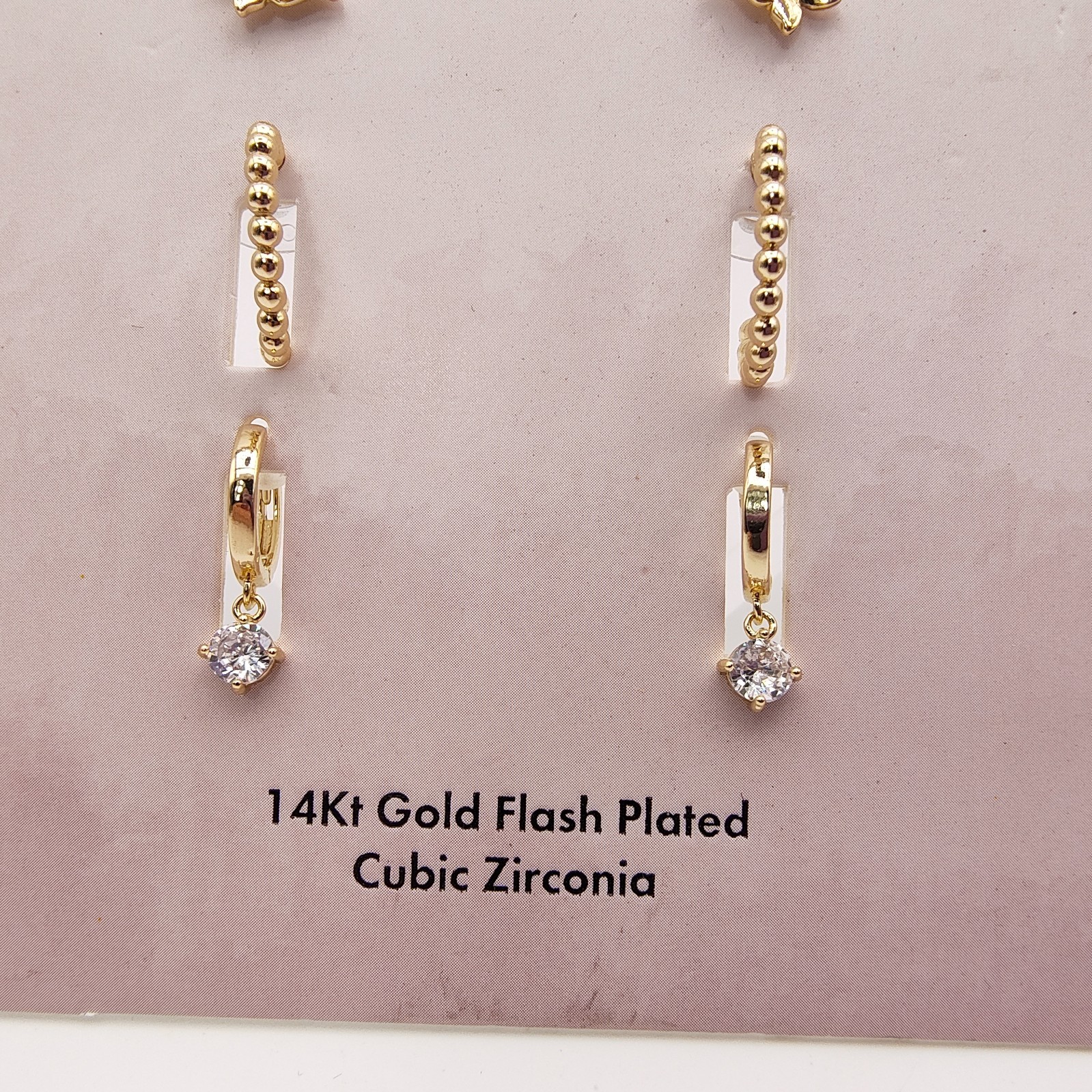 Believe by Brilliance Earring Stack 6 Pair Set 14kt Gold Flash Plated CZ