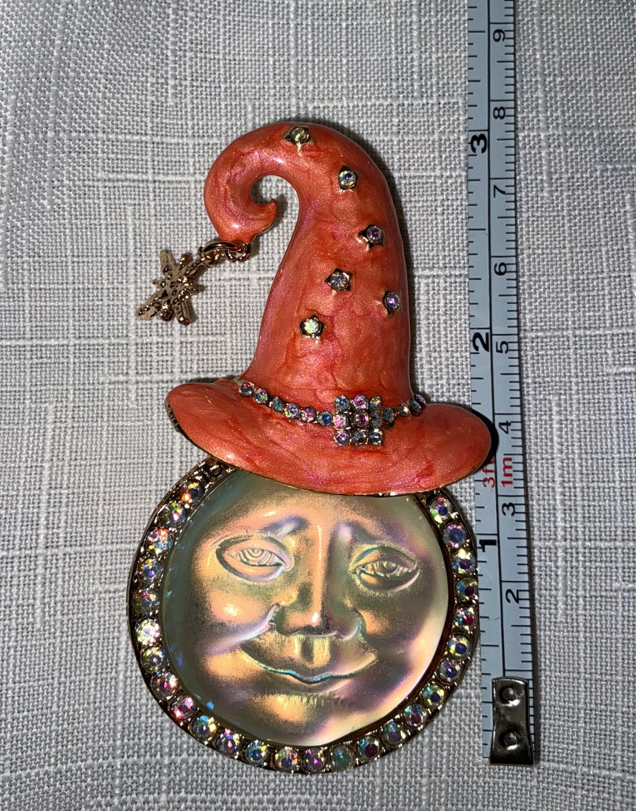 Brooch Pin Pendant Moon Wizard Halloween Magical Hat