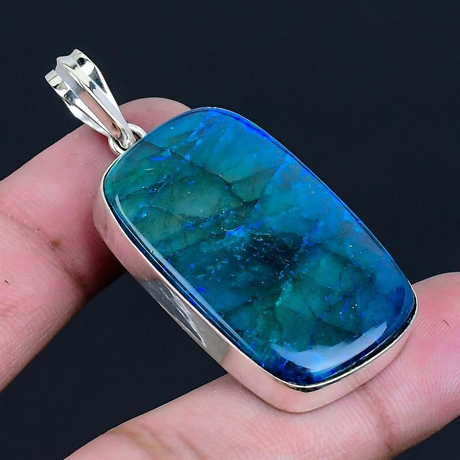 Blue Labradorite 925 Silver Plated Handmade Pendant of 1.89″