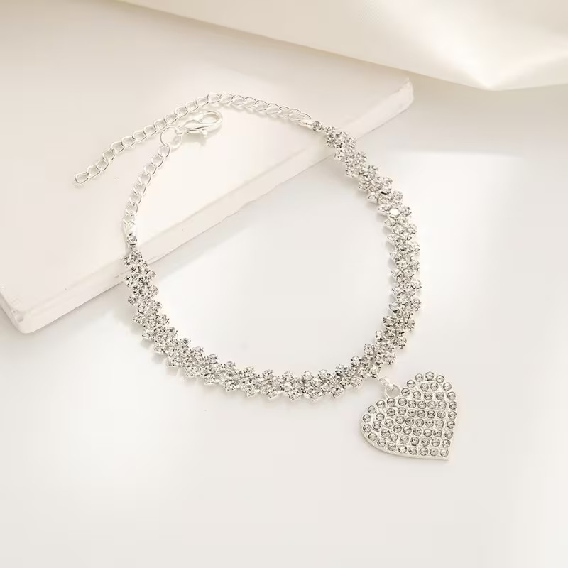 Tennis Bracelet Heart Pendant Cut Sapphire Women Silver 925 7.5-11 in adjustable