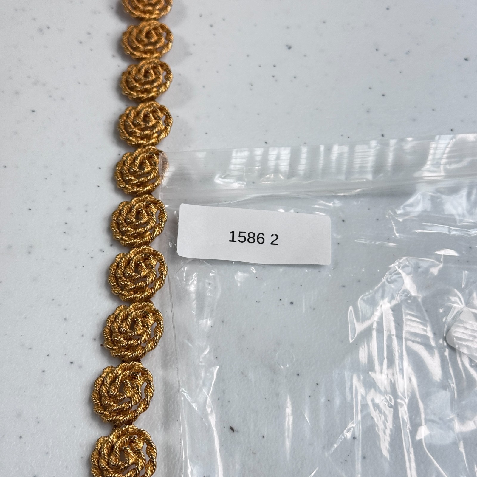 Vintage Necklace Gold Tone Swirl Spiral Chain Rosette Twisted Rope Floral Link