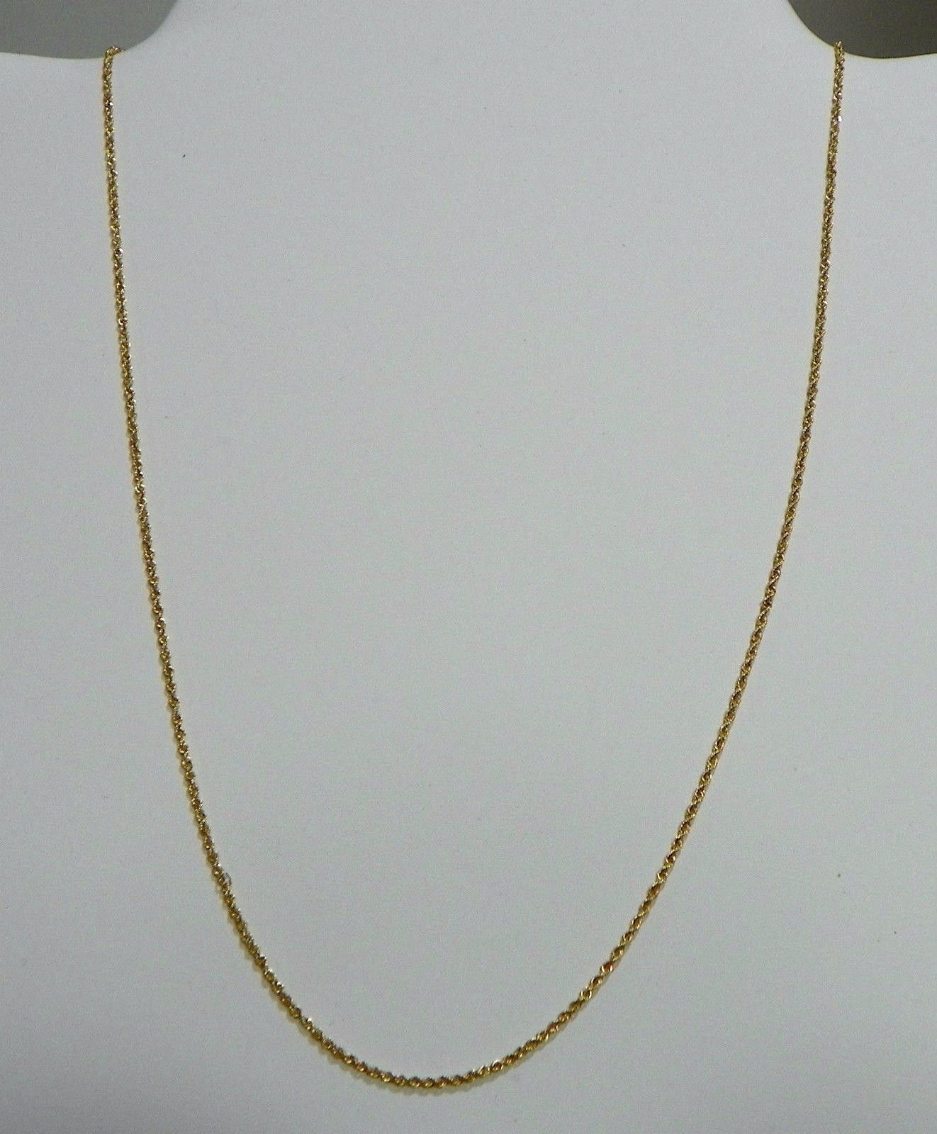 14K Yellow Gold Rope Link Chain Necklace 18″ Pre-owned 2.4 grams