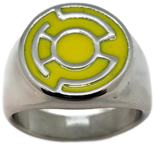 Yellow Lantern Ring made from Stainless Steel Fear Sinestro Corps Sizes 5-16