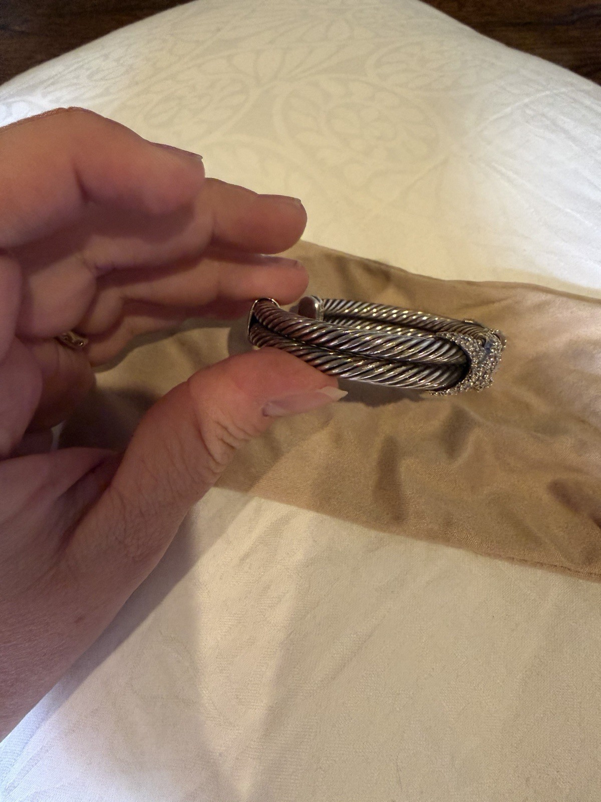DAVID YURMAN DIAMOND X DOUBLE CABLE BRACELET