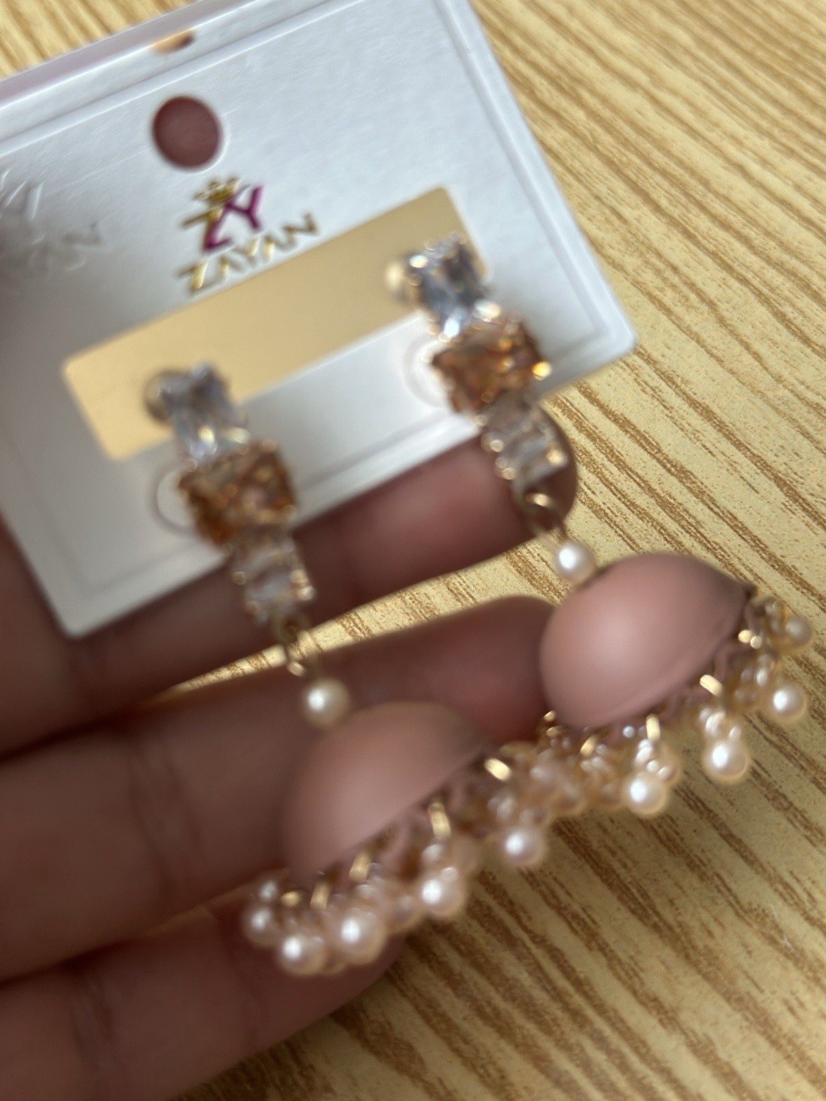 Zara Gold-Tone Simulated White Round Pearl & Crystal Dangle Drop Earrings
