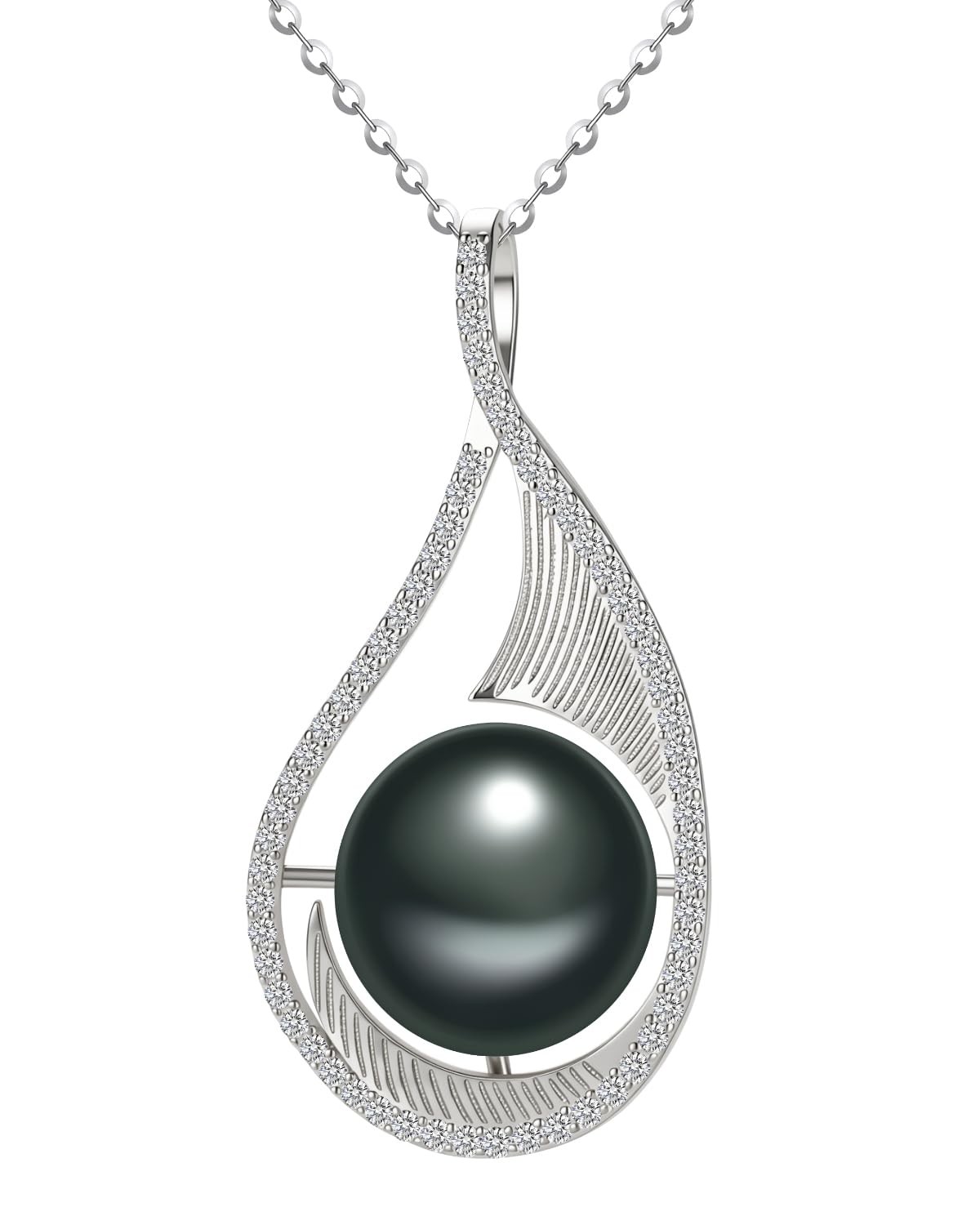 Tahitian Black Pearl Necklace Gift for Women Wife – Mothers Day Gifts, 9-11mm…