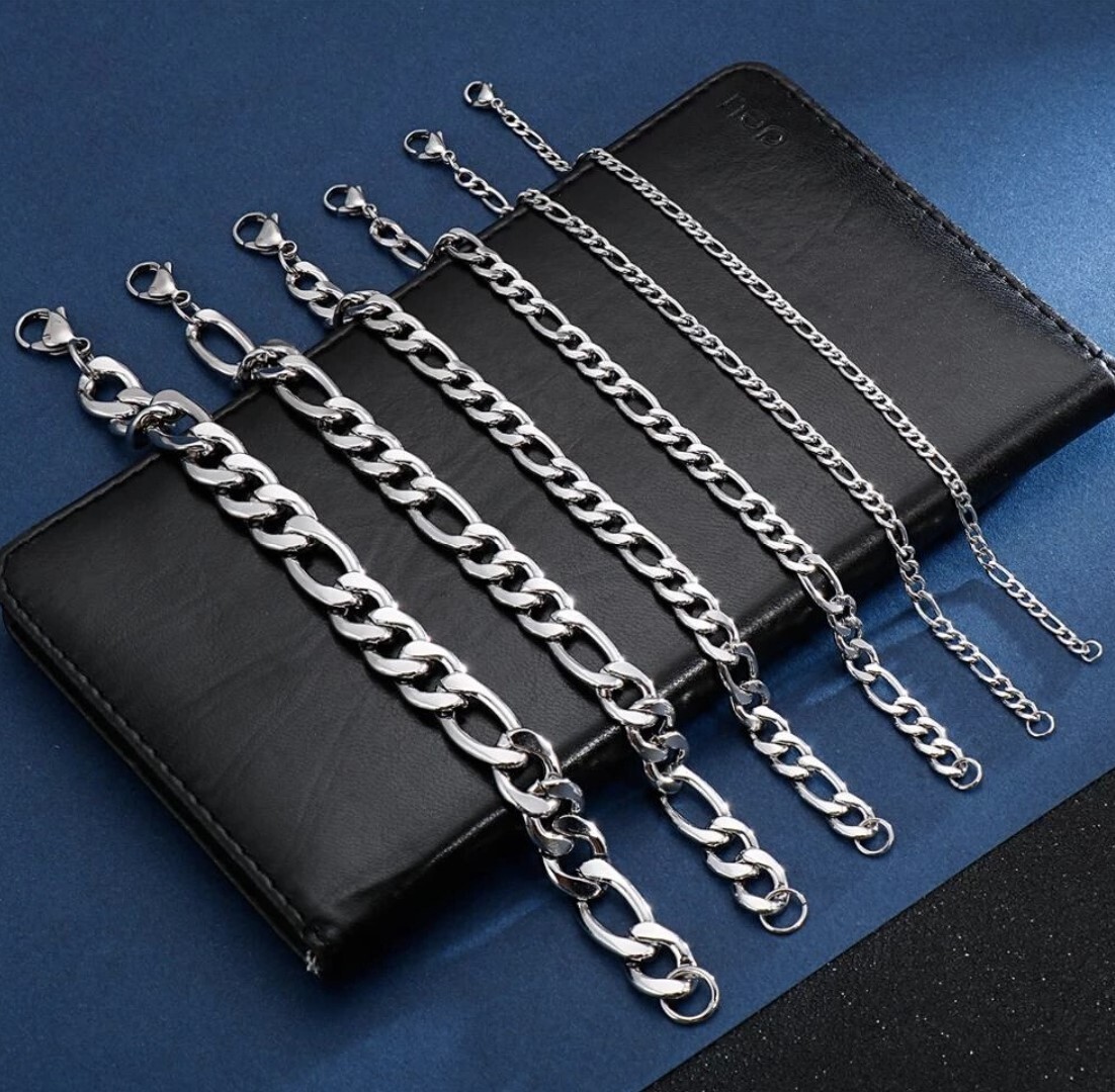 STAINLESS STEEL FIGARO Bracelet 20 cm( 7.87 in ) 5 mm width